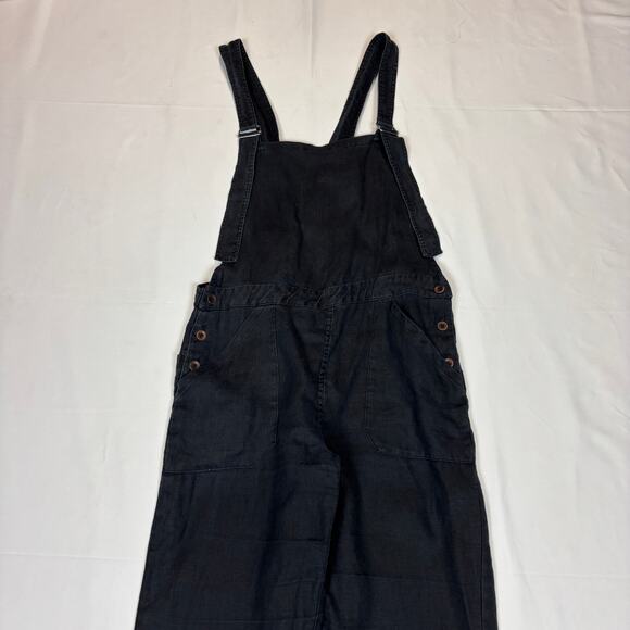 Lily Ashwell Black Linen Overalls Women's Small Indie Lagenlook - Picture 2 of 8